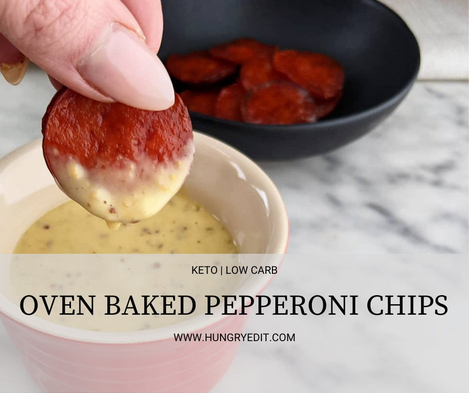 Baked Keto Pepperoni Chips (with Keto Honey Mustard)