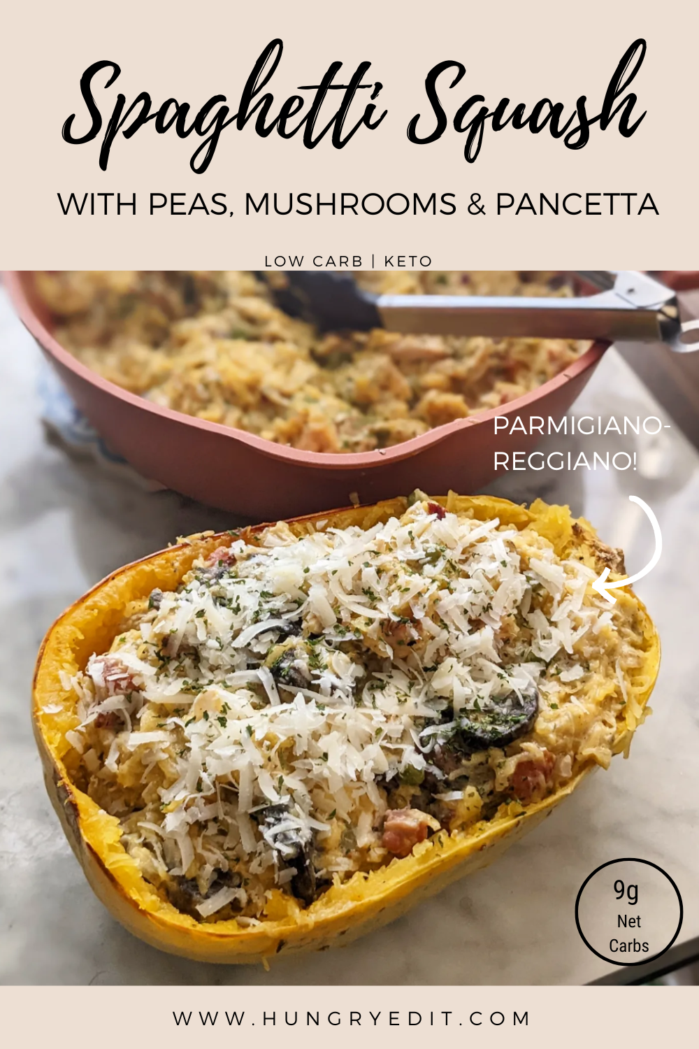 Creamy Keto Spaghetti Squash (With Pancetta, Mushrooms and Peas ...