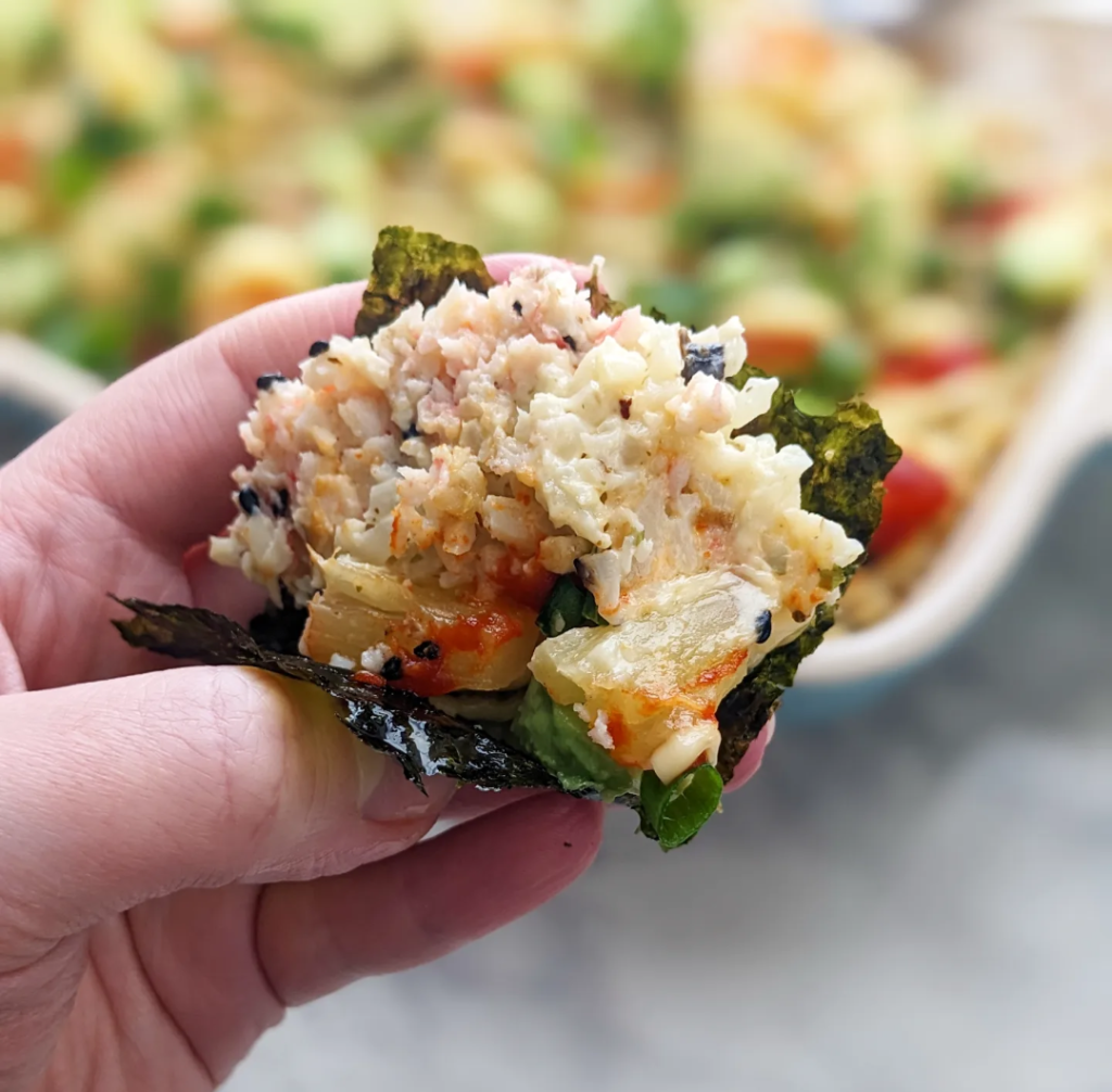 no-bake-sushi-bake-with-imitation-crab-balanced-hawaii-eats